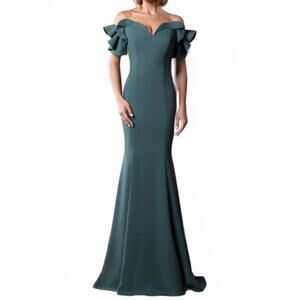 NEW DAYMOR off-shoulder ruffle sleeved dress in spruce